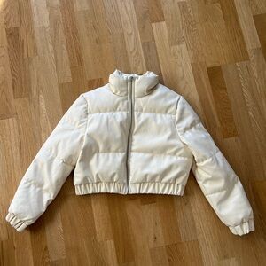 Miko Miko Leather Cropped Puffer Jacket - Size Small